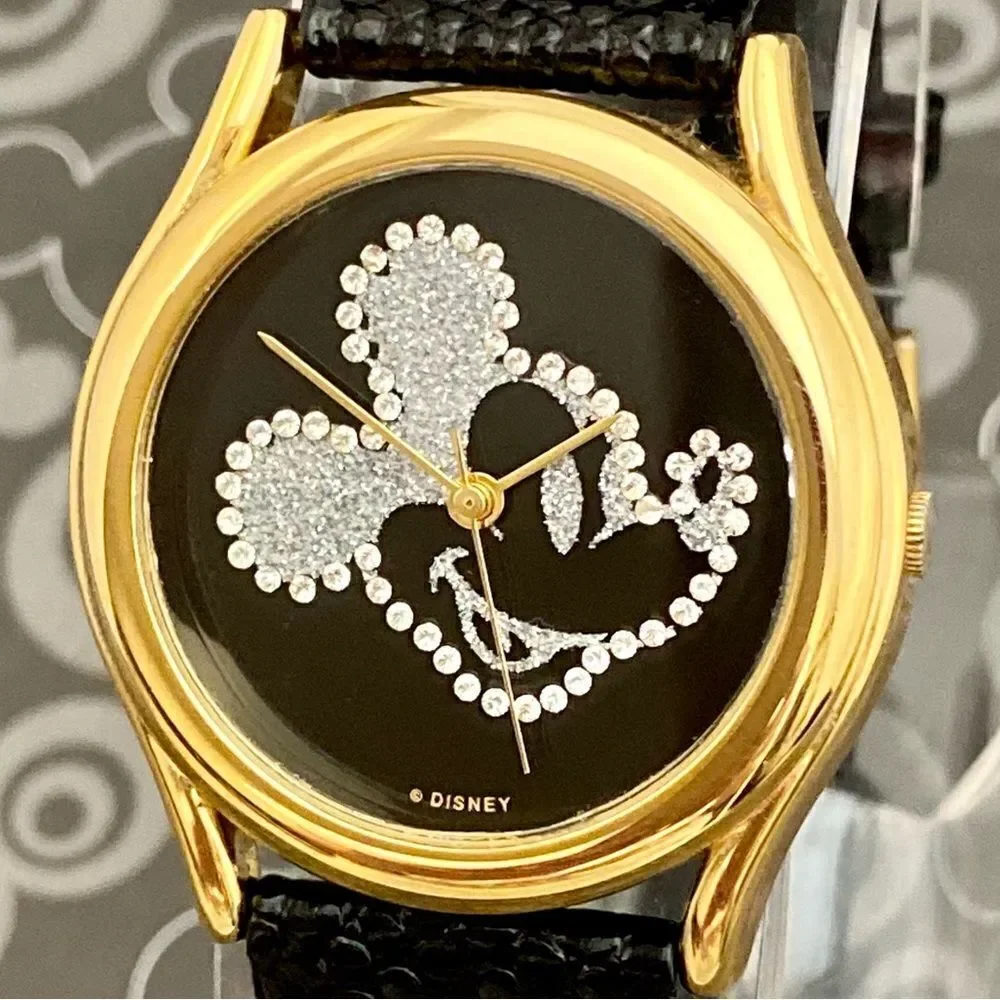 Vintage Disney x Pedre Rhinestone Mickey Mouse Watch Swiss Parts Movememt